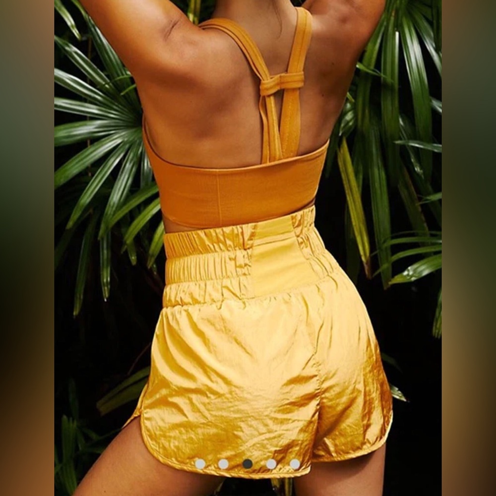 Free People Golden Honey yellow Running Shorts High Waist - Picture 3 of 14